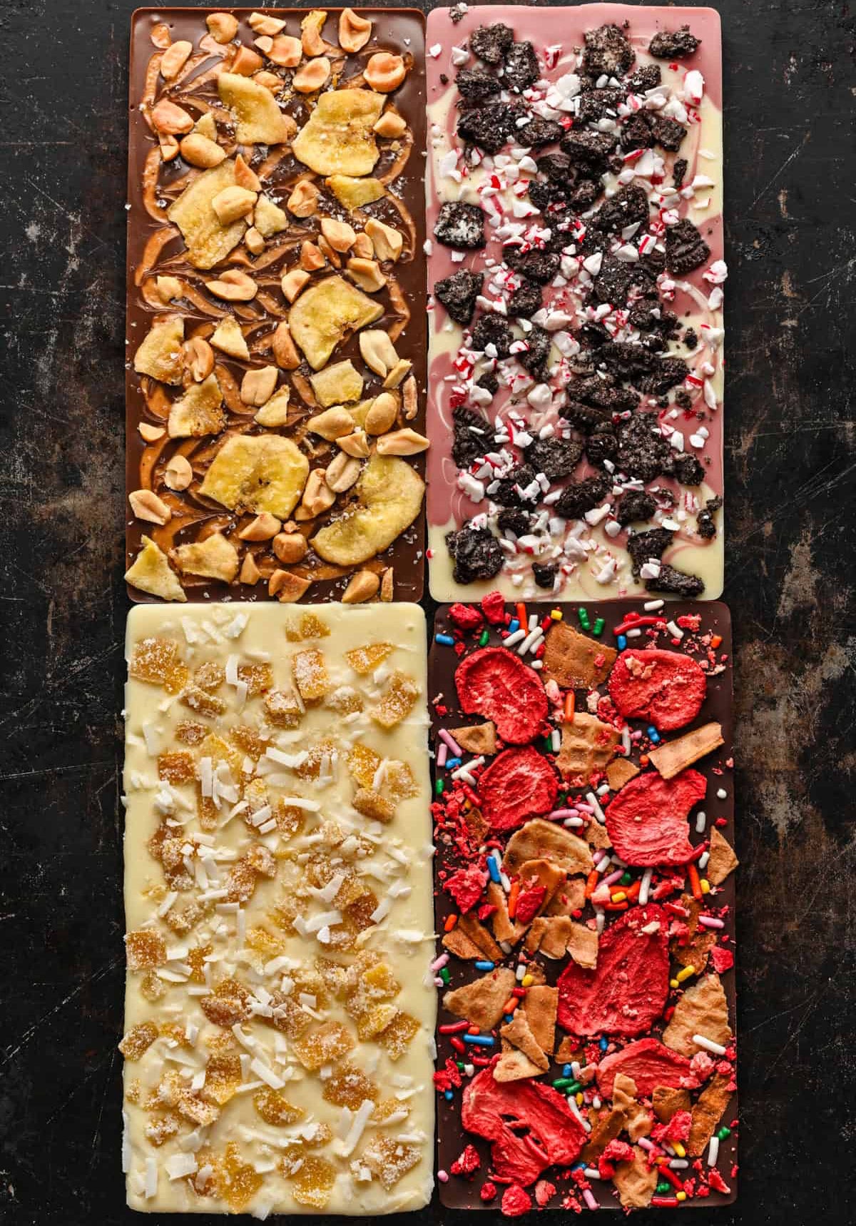 Four flavour chocolate bars